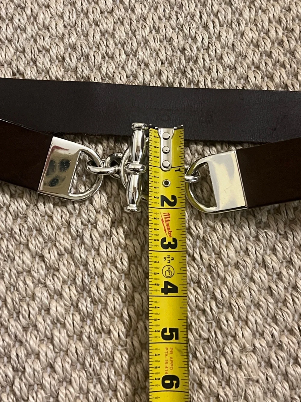 Ralph Lauren Collection Dark Brown Calfskin Leather Toggle Chain Skinny Belt